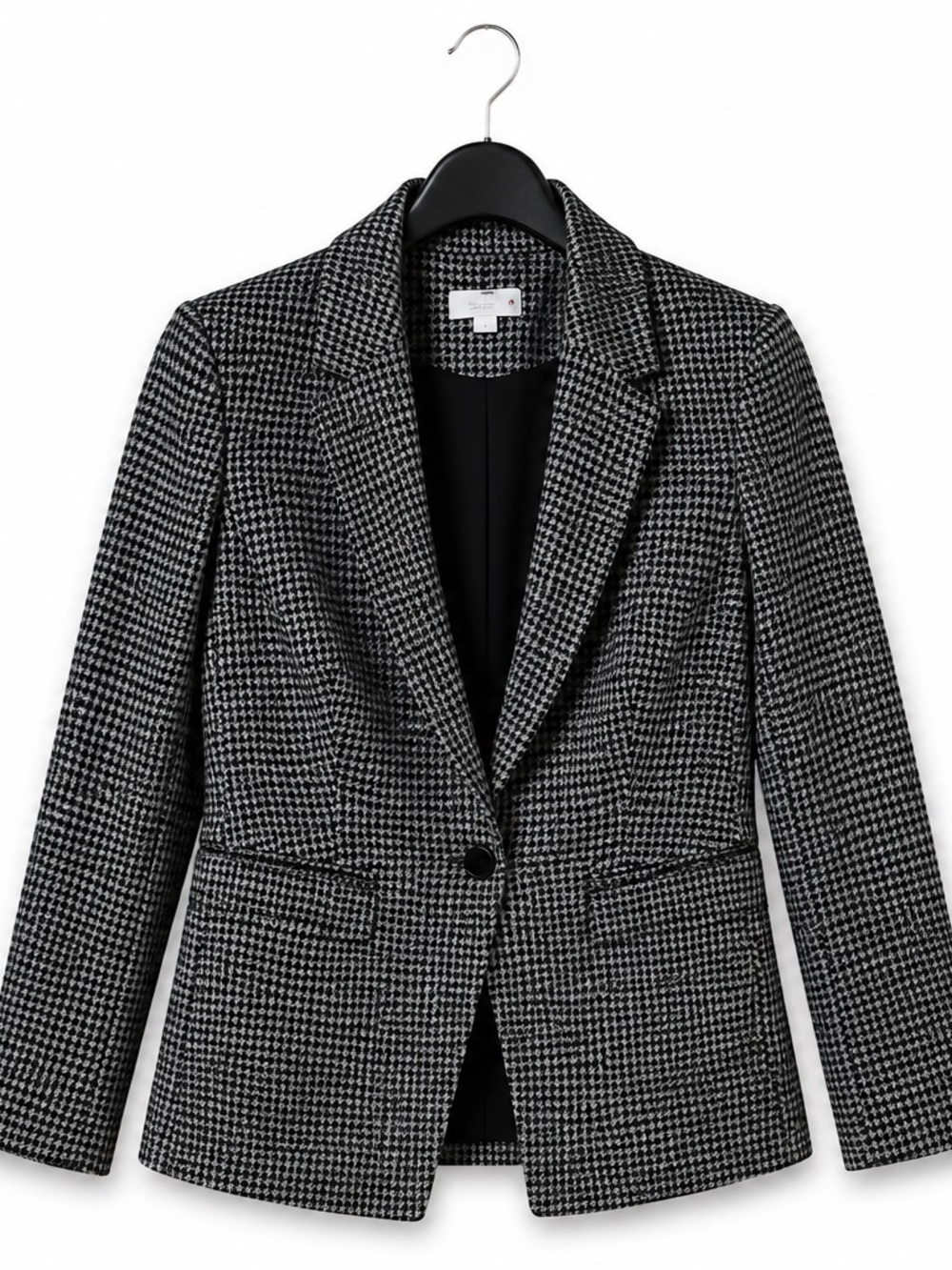 🔥 LOFT Black & Gray Houndstooth Blazer Size 2 NWT Chic Tailored Career Jacket - Picture 4 of 7